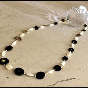 Petrified Wood and Mother of Pearl Necklace